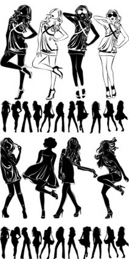 Modern Beautiful Black And White Silhouette Vector | Free Vector ...