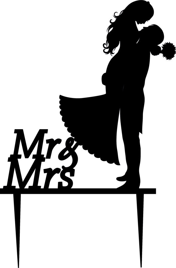 Wedding Cake Topper Silhouette Groom And Bride, Acrylic Cake ...