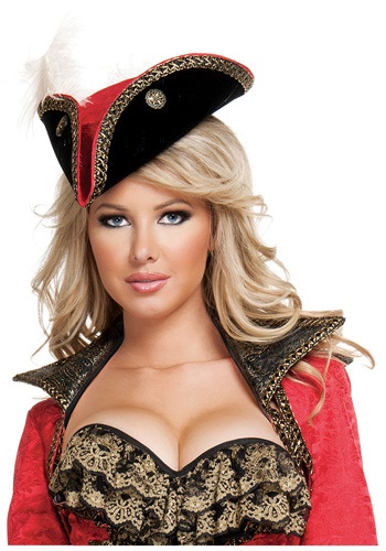 Ladies Elite Red Pirate Hat - Women's Pirate Costume Accessories