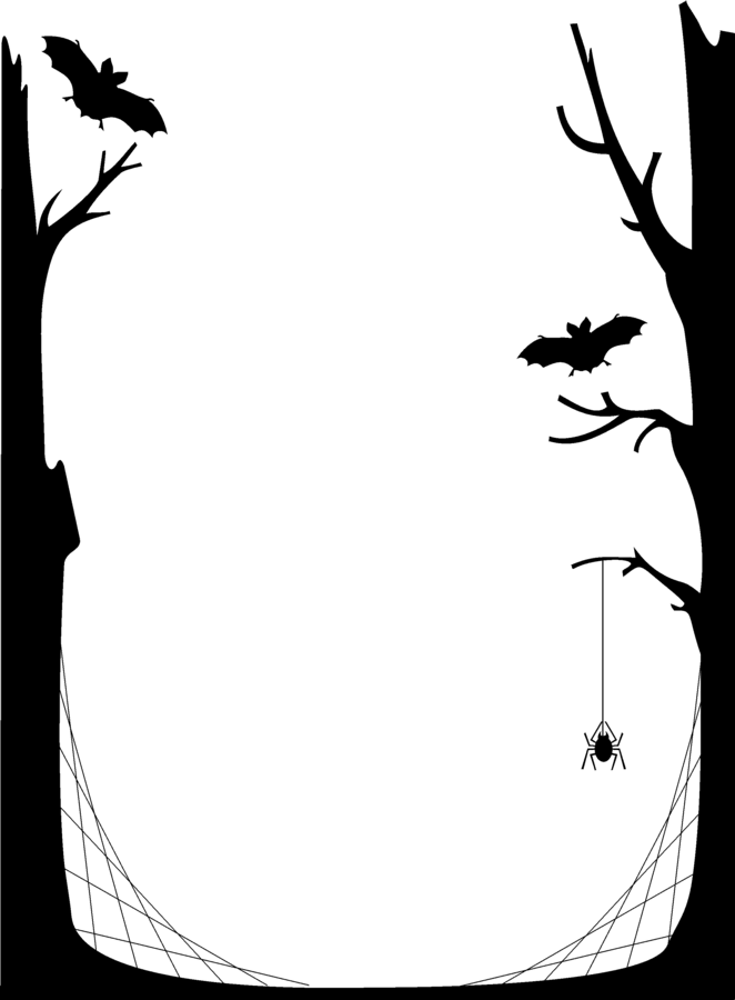 vintage borders | Nice printout of a spooky tree, bat, and spider ...