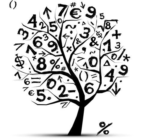 Vector of 'Art tree with math symbols for your design ...