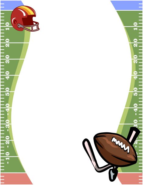 Page border featuring a football field, helmet, and ball. Free ...