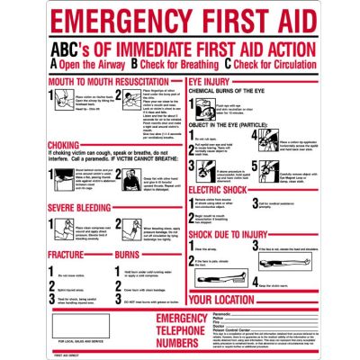 ABC's of Emergency First Aid Sign (24" x 19", Plastic) | M5045 ...
