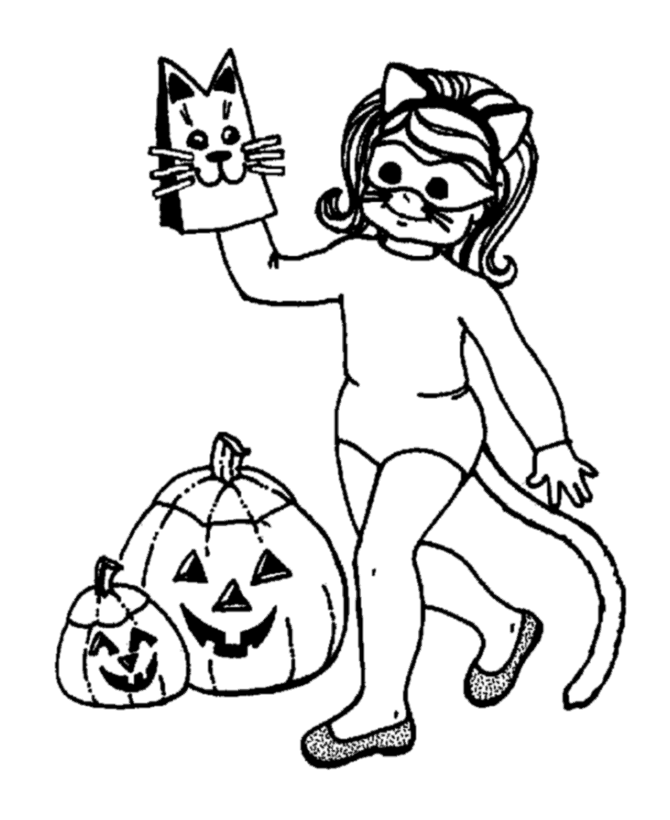 Halloween Costume Coloring Page - Cat costume - Free Printable ...