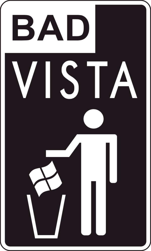 man throwing windows vista logo in trash - vector Clip Art