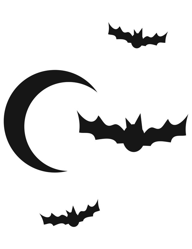 Moon and Bats - Free Printable Coloring Pages