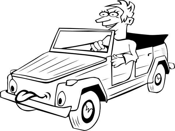 Boy Driving Car Cartoon Outline clip art - vector clip art online ...
