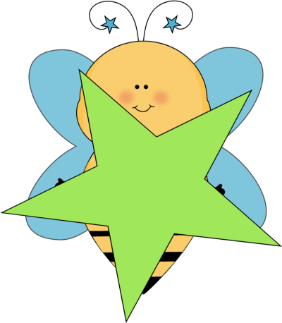 Blue Star Bee with a Green Star Clip Art - Blue Star Bee with a ...