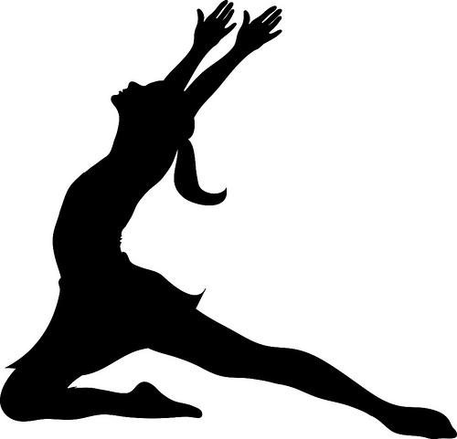 Clip Art Illustration of a Silhouette of a Ballet Dancer Lunging ...