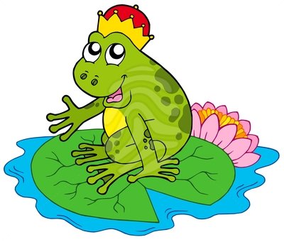 Frog prince on water lily - clipart #