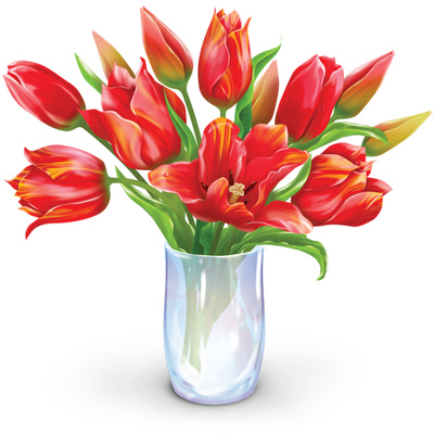 Flower Bouquet Clipart, Dozen Tulips Vase Illustration | Just Free ...