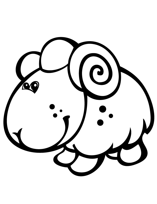 Cartoon Sheep For Kids Coloring Page | HM Coloring Pages