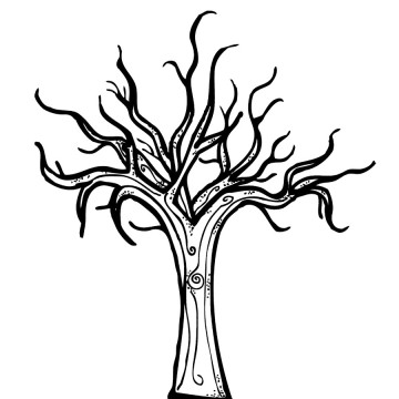 Free coloring pages of bare tree outline