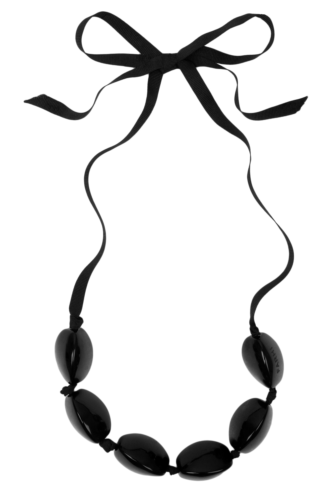 Black Oversized Bead Ribbon Necklace - Black - Buy Jewellery ...