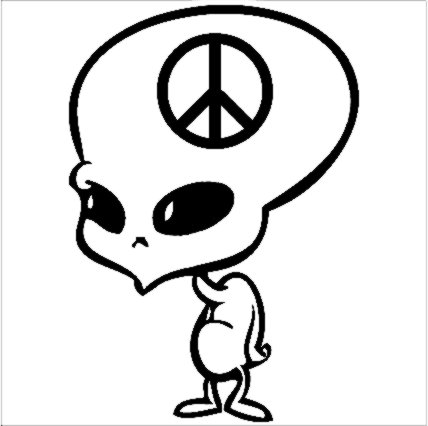Alien Peace Cartoon Decal, Alien vinyl decal, alien decals, alien ...
