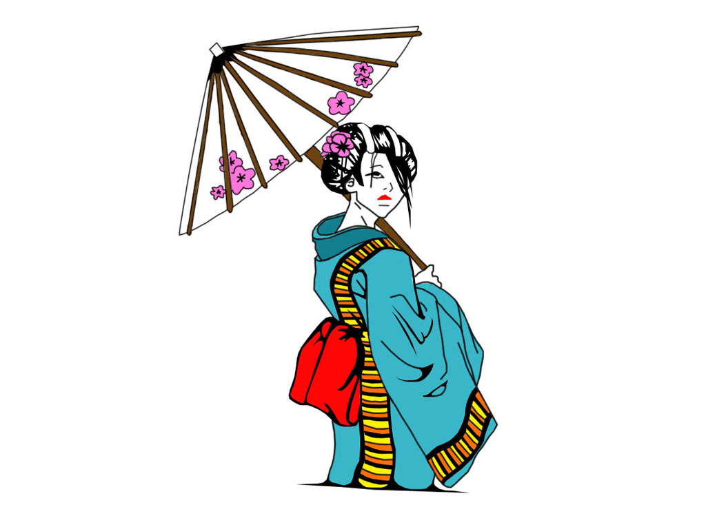 Free designs - Japanese geisha sunshape tattoo wallpaper