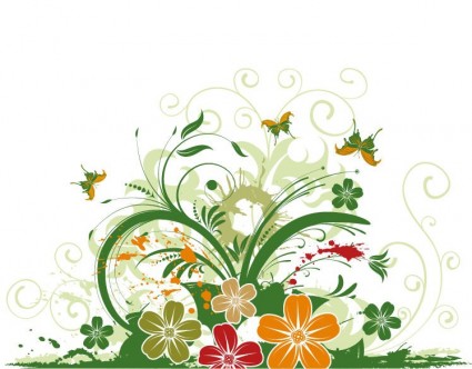 Abstract Flower with Butterfly Vector Background Vector abstract ...