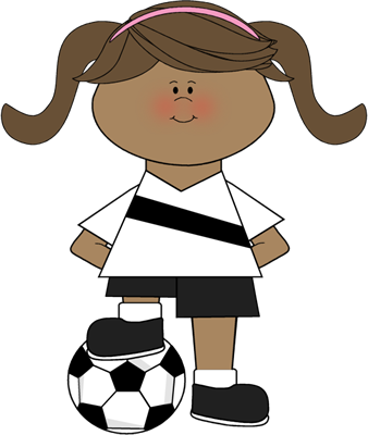 Girl With Foot on Soccer Ball Clip Art - Girl With Foot on Soccer ...