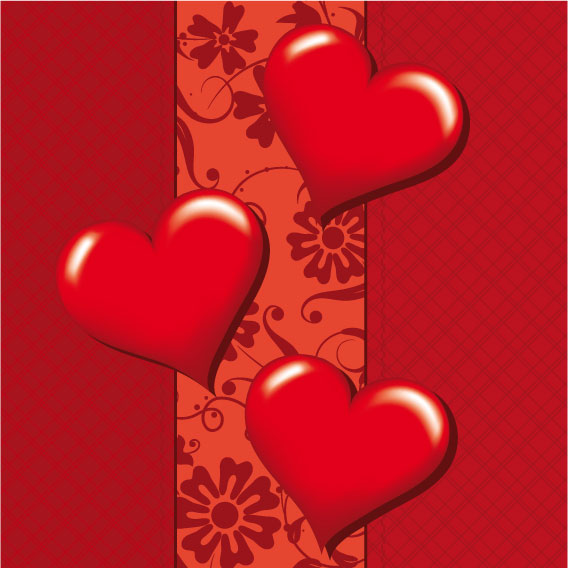 Romantic Heart Greeting Cards background vector set 02 | Vector ...