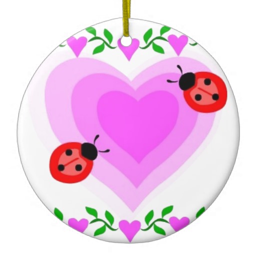 love romantic heart hearts lady bug Paper clip Art Ornaments | Zazzle