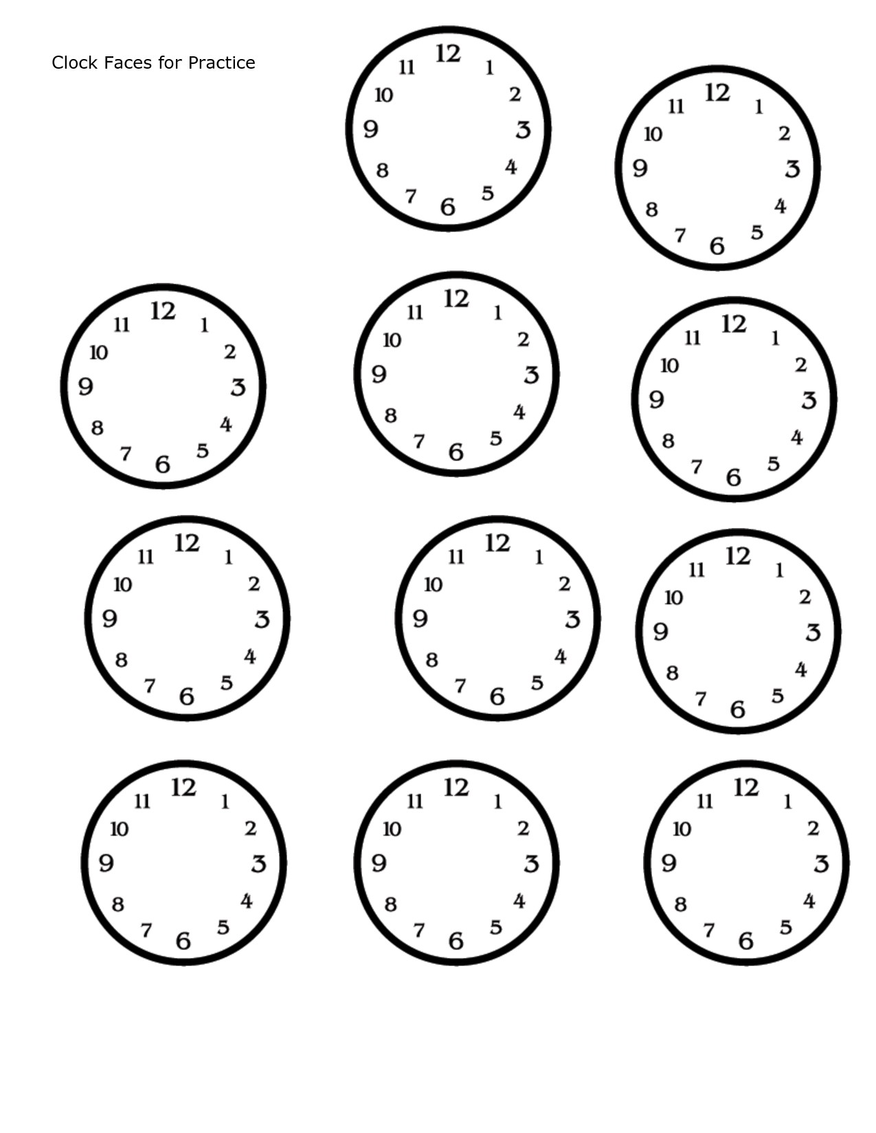 Blank Clock Faces To Print Free