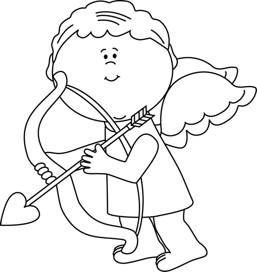 Black and White Valentine's Day Cupid Clip Art - Black and White ...