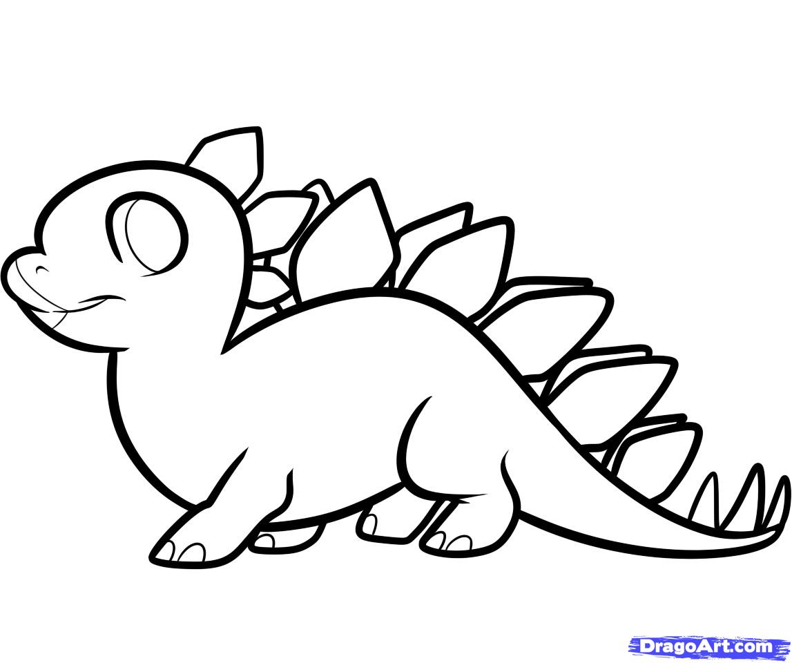 How to Draw a Stegosaurus for Kids, Step by Step, Dinosaurs For ...
