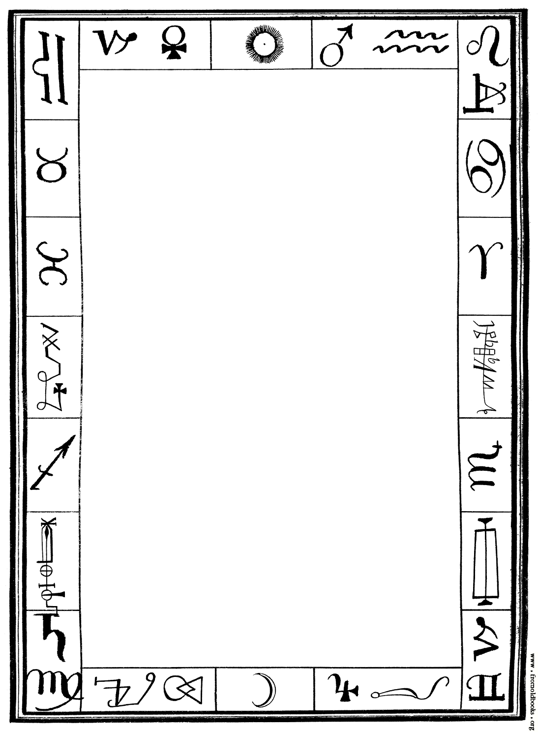 Full Page Border With Alchemical And Zodiacal Symbols and Signs