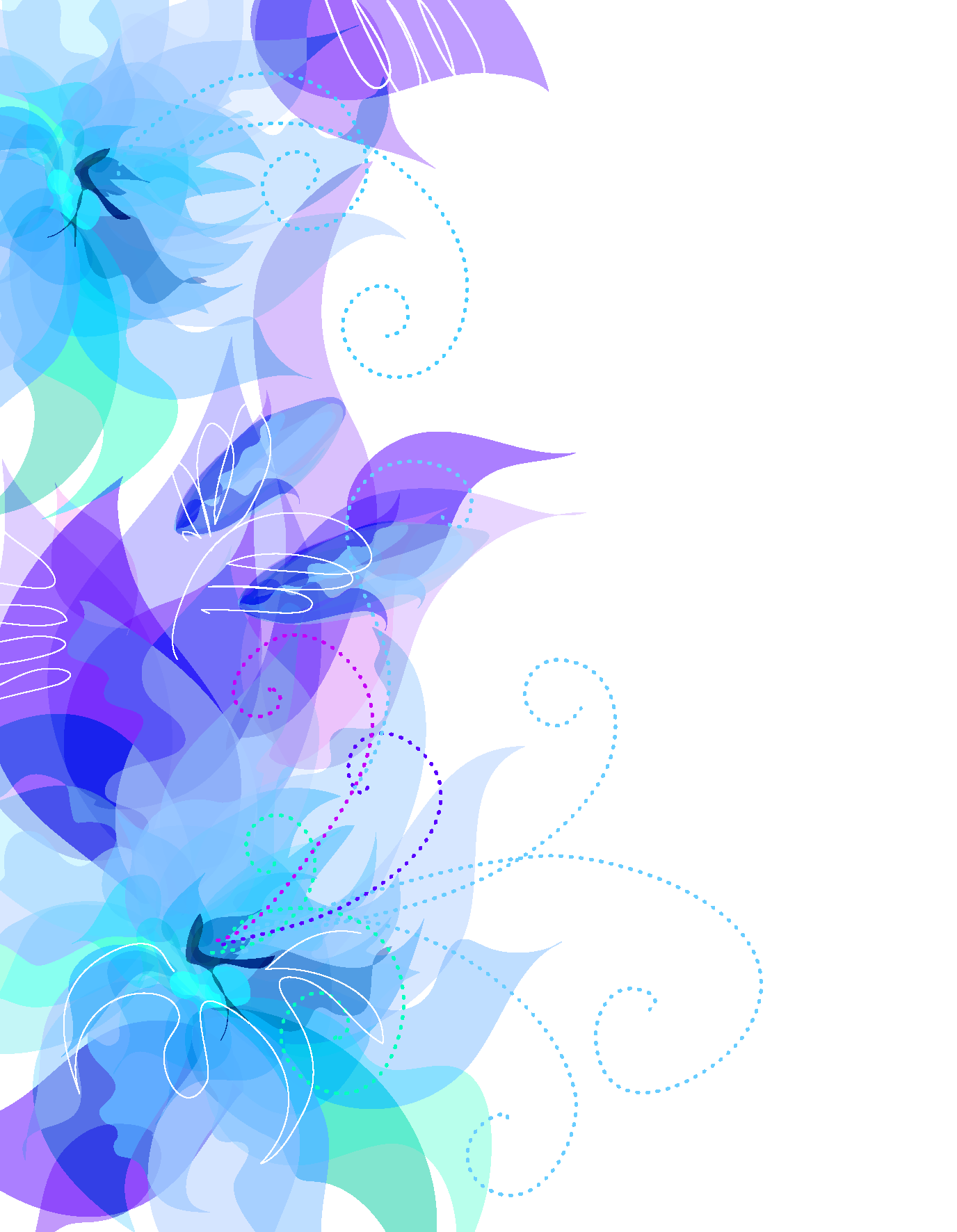 Cute Blue Floral Decoration Transparent PNG Clipart