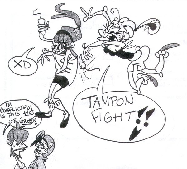 Betsy and Kait - TAMPON FIGHT by Cartoon-Antics on DeviantArt
