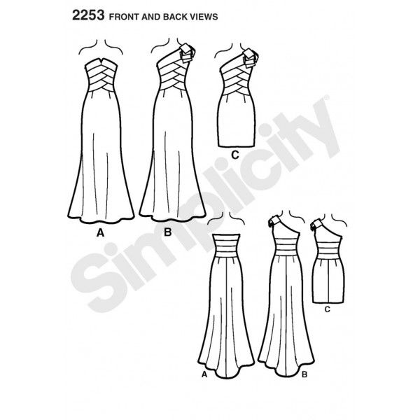 Evening Dress Pattern Mcclintock Strapless Simplicity 2253 Sz 12 20 