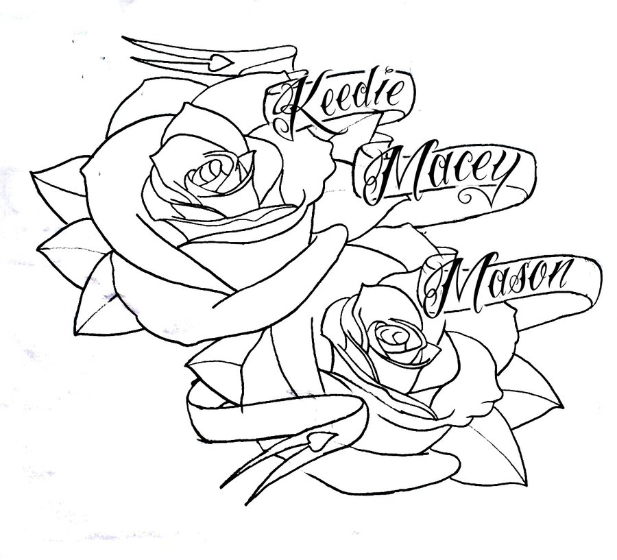 Heart With Banner And Rose Drawings - Gallery