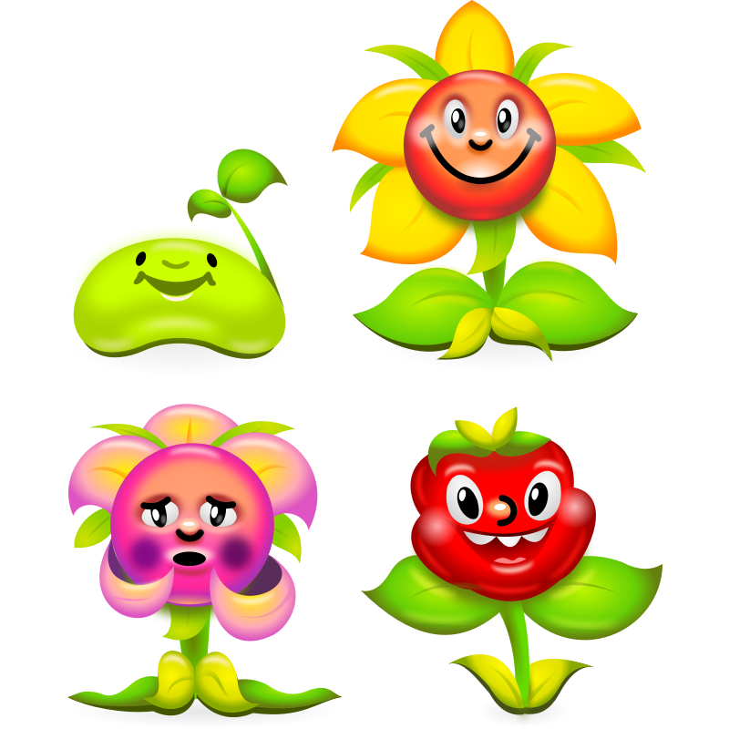 Clipart - Flower Game Characters - superb production quality