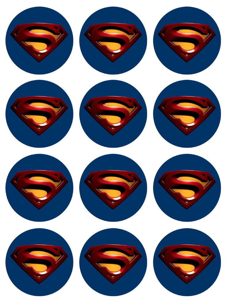 12 x Superman Edible Icing Cupcake Party Images