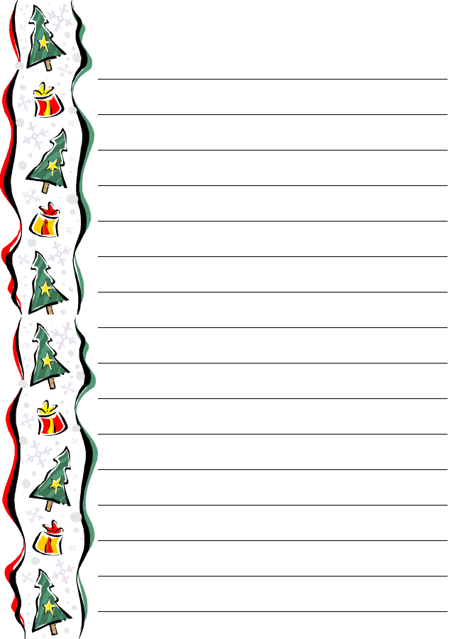 Christmas Tree and Gifts Lined Notebooking Paper - Homeschool Helper