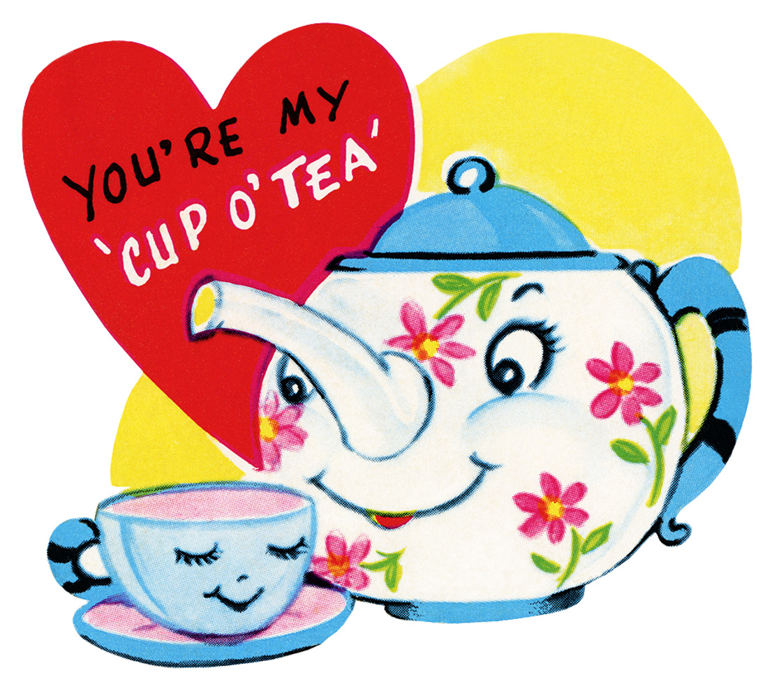 Free Retro 'Cup O Tea' Valentine Clip Art | Old Design Shop Blog