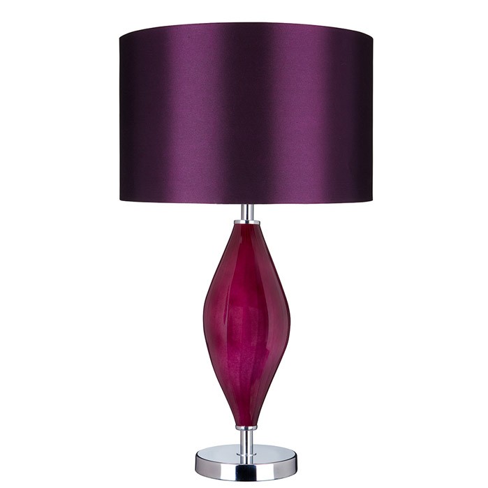 TEAR DROP CHROME BASE AND TABLE LAMP COMPLETE WITH GLASS PURPLE ...