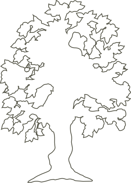 Simple Flowering Tree Outline clip art Free Vector / 4Vector