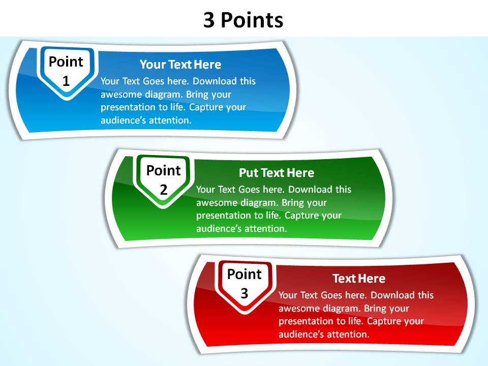 3 points with textboxes slides presentation diagrams templates ...