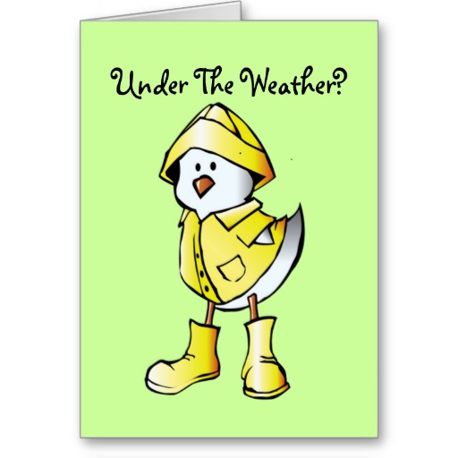 Cute Kids Rainy Day Cartoon Chick Custom Get Well Greeting Cards ...