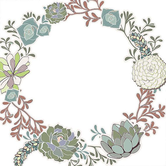 Wreath Clip Art - Succulents - Floral Borders ClipArt - Flower Cluste…