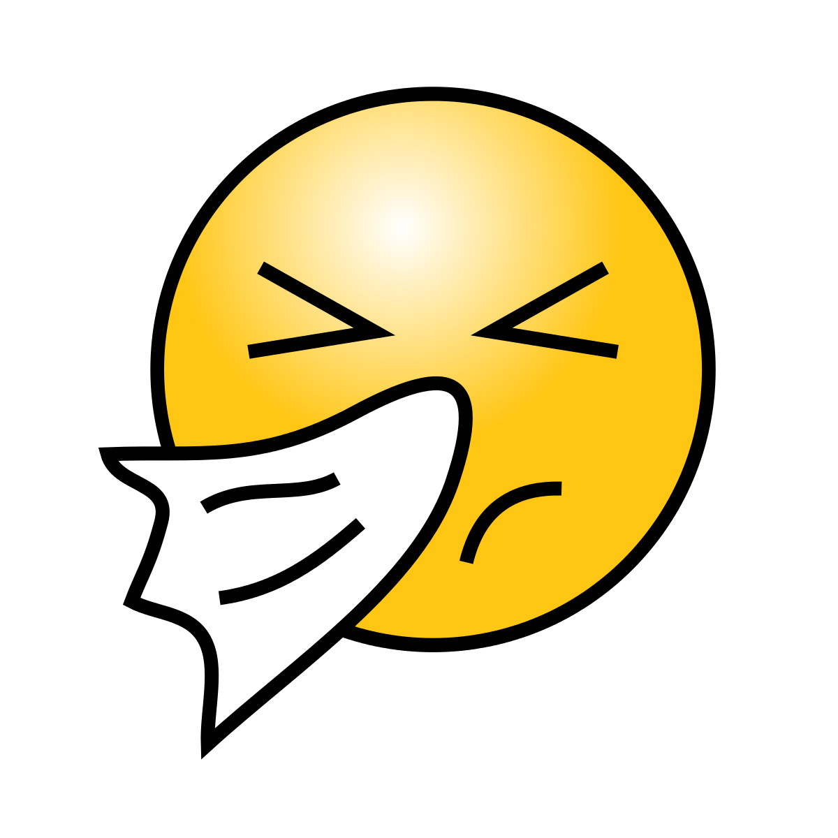Smiley Face With A Cold, Sneezing Into Handkerchief Clipart by ...