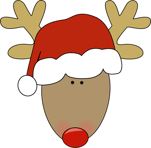 Reindeer Head with Santa Hat Clip Art - Reindeer Head with Santa ...