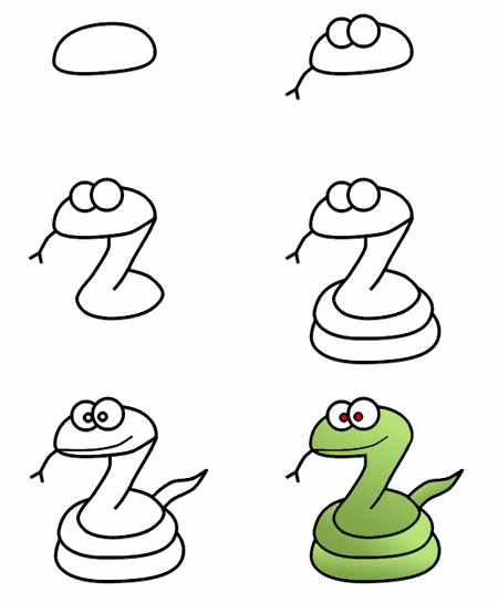 Drawing cartoon snakes