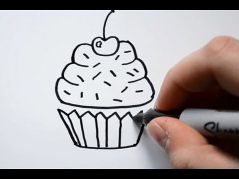 How to Draw a Cartoon Cupcake - YouTube