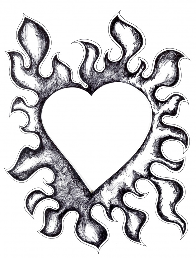 Broken Heart On Fire Drawing Clipart - Free Clipart