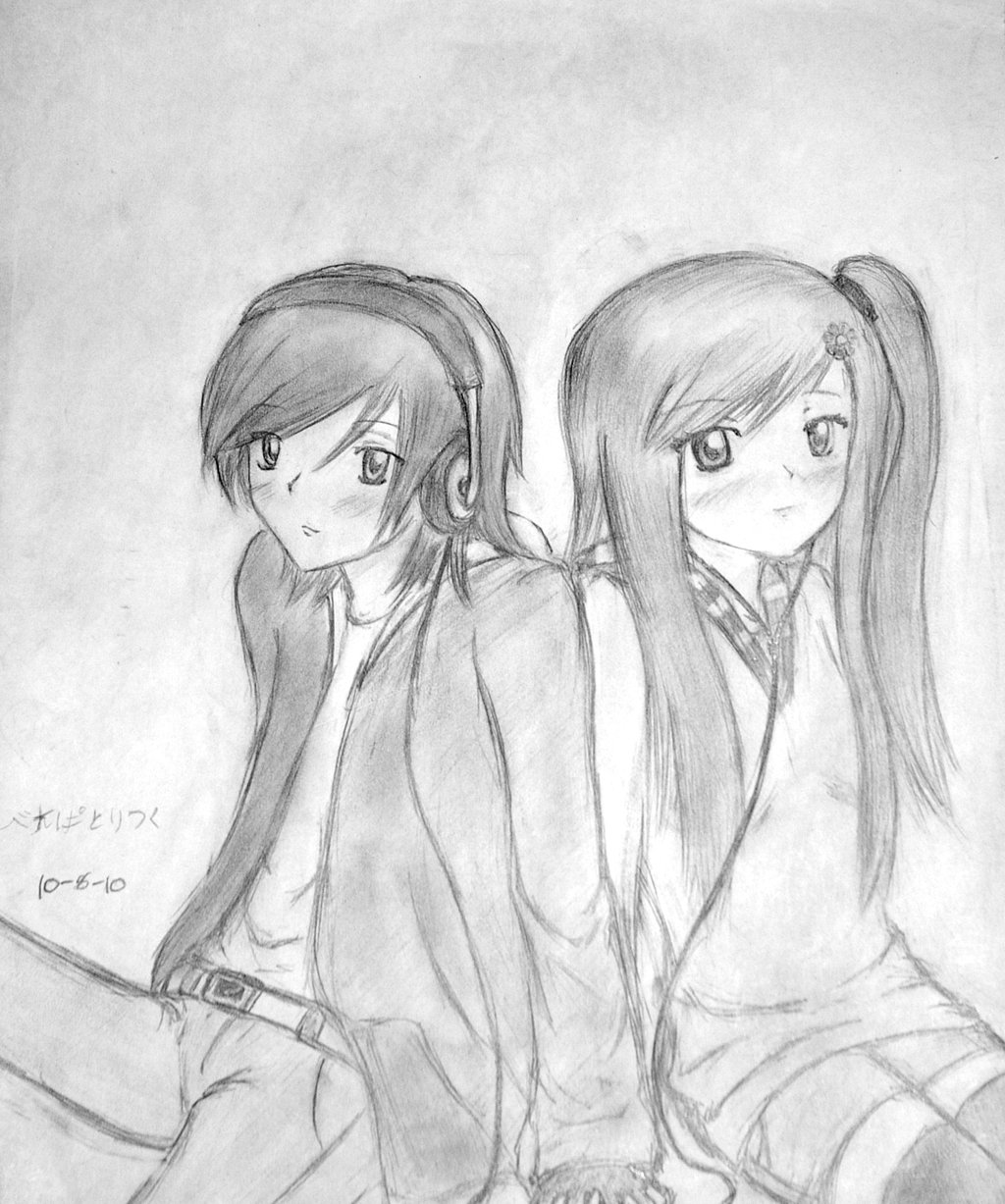 Cute Anime Couple Holding Hands Drawing | DrawingSomeone.com