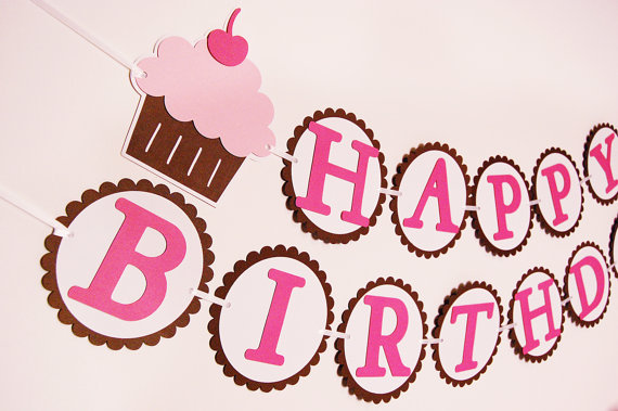 Cute as a Cupcake Happy Birthday Banner by PinwheelLane on Etsy