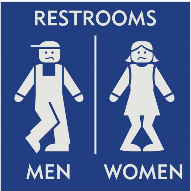 Creative Restroom Signs With European Boy and Girl Figures