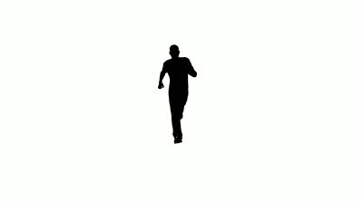 Animated Silhouette Of A Man Running Towards The Camera On A White ...